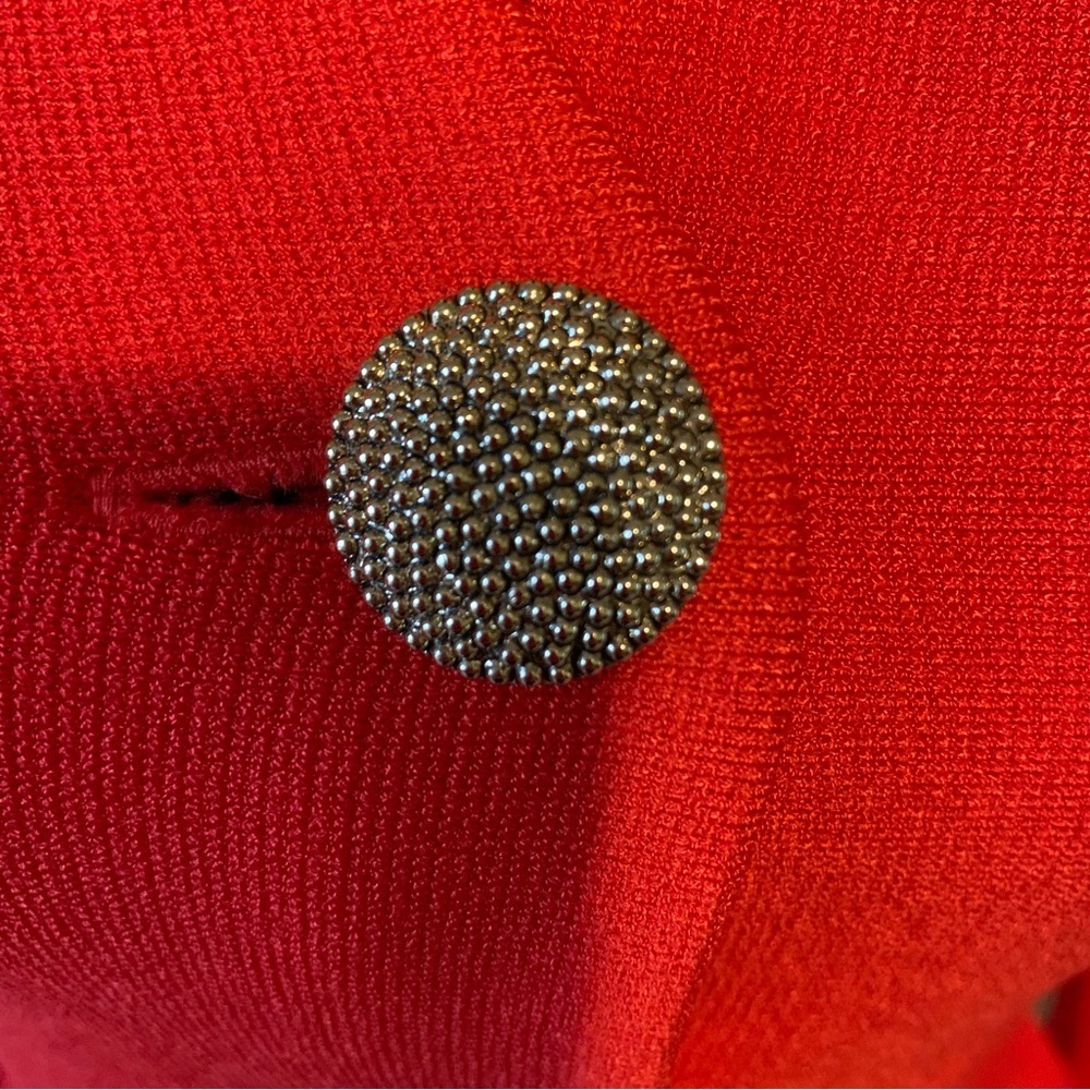 St. John Red Peplum Blazer Jacket Gold Buttons Size 0 | Luxury Designer - Picture 5 of 11